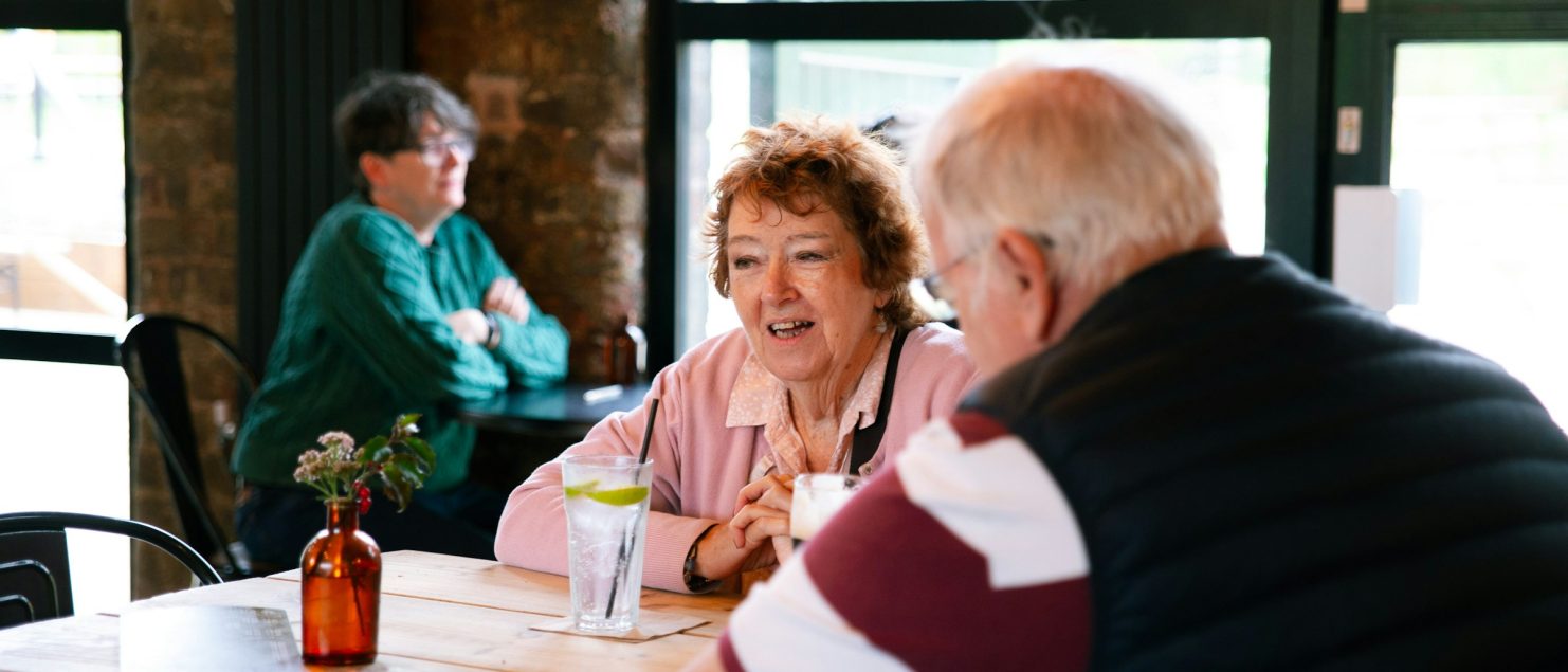 Senior couple discussing divorce in California