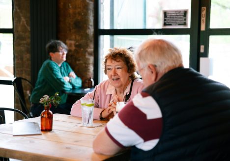 Senior couple discussing divorce in California